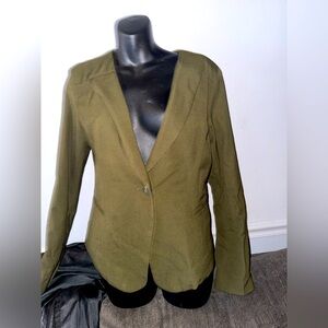 Love Tree Olive Green Blazer sheer zipper back